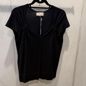 Effie's Heart Black Short-Sleeve V-Neck Top